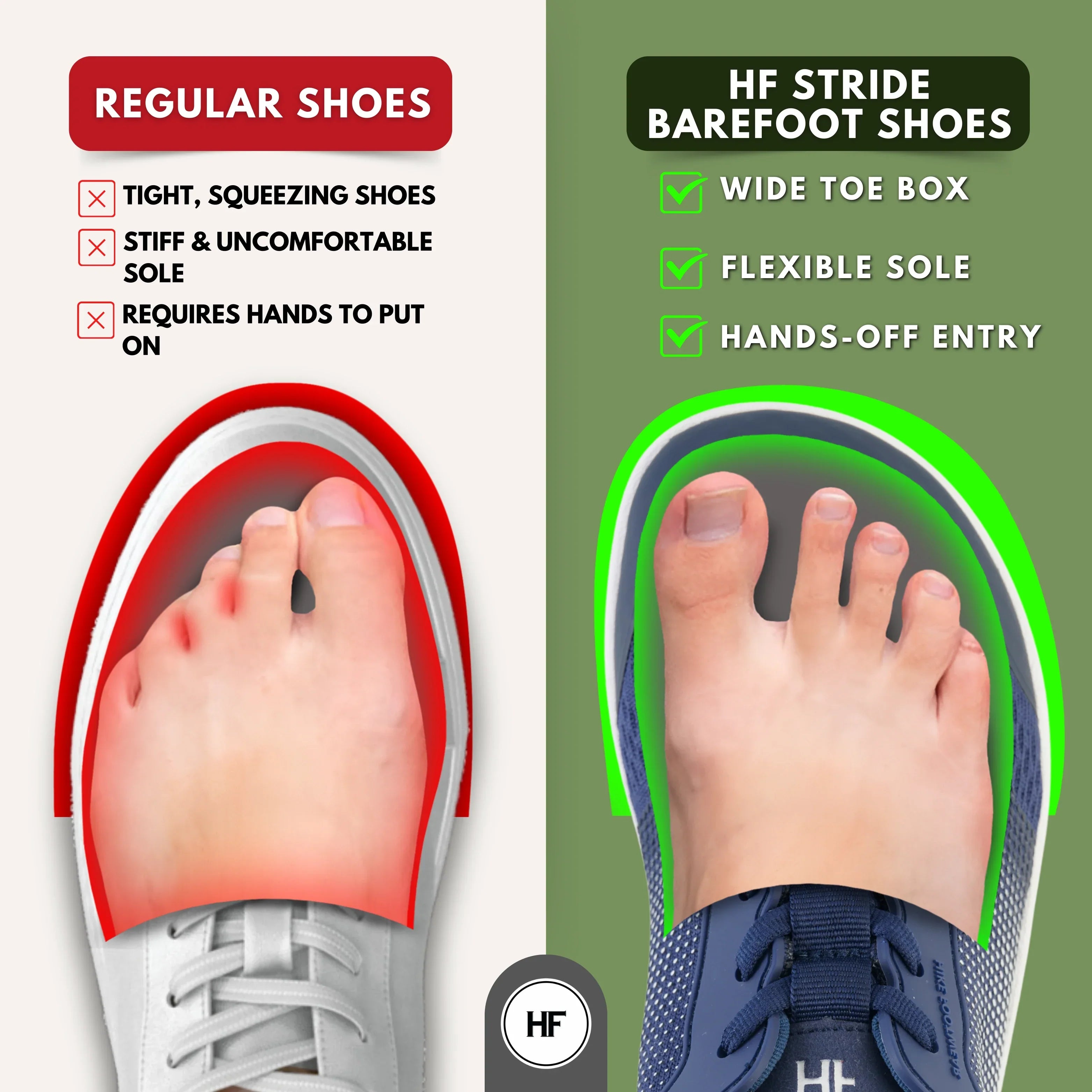 HF Stride – Hands-Off & Ergonomic Barefoot Shoes (Unisex)